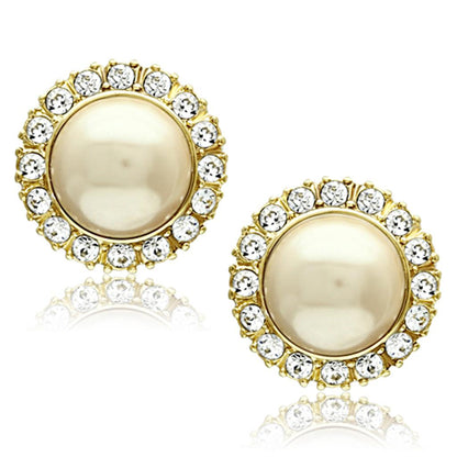 MATK1381 - IP Gold(Ion Plating) Stainless Steel Earrings with Synthetic Pearl in Citrine Yellow