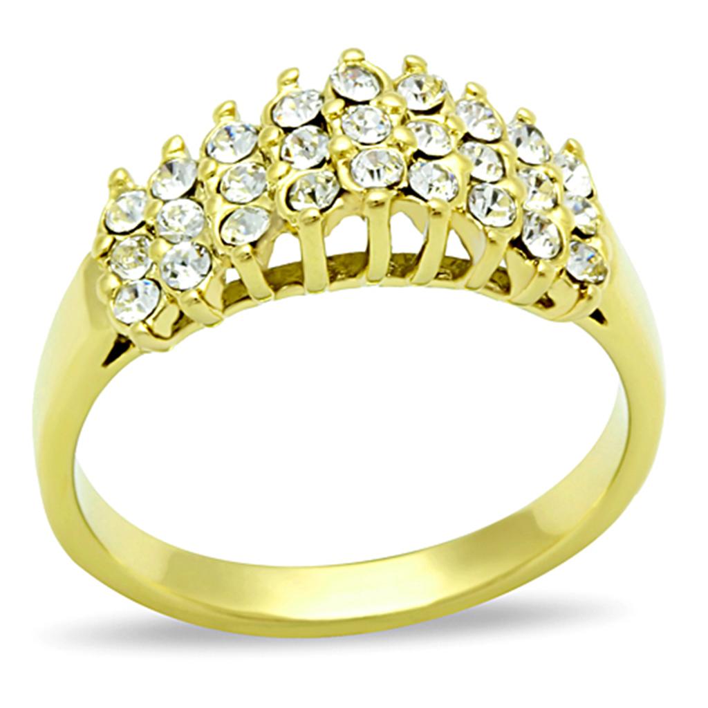 MATK1384 - IP Gold(Ion Plating) Stainless Steel Ring with Top Grade Crystal  in Clear