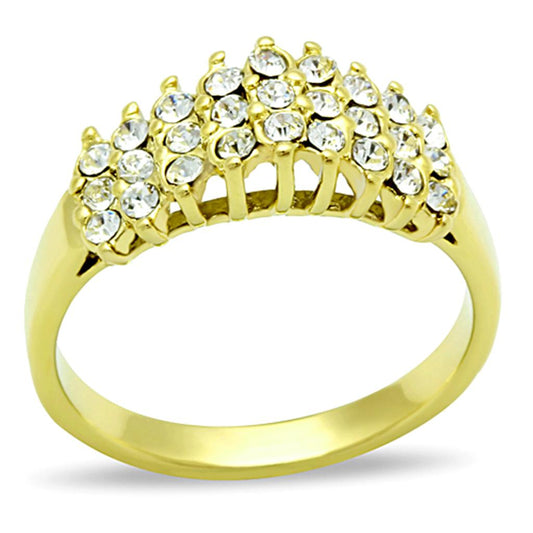 MATK1384 - IP Gold(Ion Plating) Stainless Steel Ring with Top Grade Crystal  in Clear