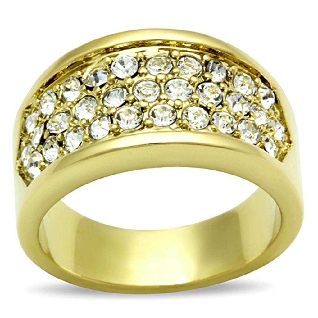 MATK1385 - IP Gold(Ion Plating) Stainless Steel Ring with Top Grade Crystal  in Clear