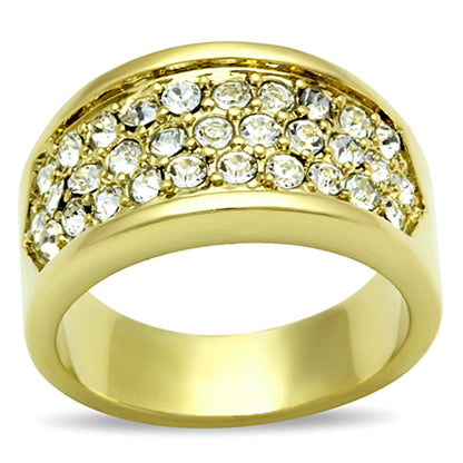 MATK1385 - IP Gold(Ion Plating) Stainless Steel Ring with Top Grade Crystal  in Clear