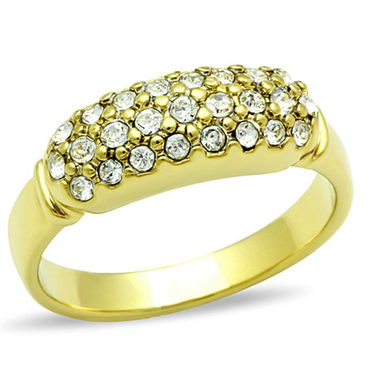 MATK1389 - IP Gold(Ion Plating) Stainless Steel Ring with Top Grade Crystal  in Clear