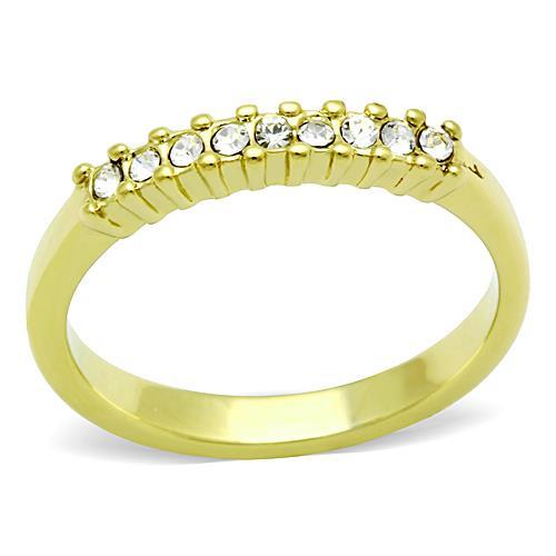 MATK1390 - IP Gold(Ion Plating) Stainless Steel Ring with Top Grade Crystal  in Clear