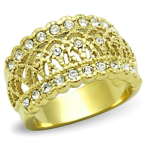 MATK1393 - IP Gold(Ion Plating) Stainless Steel Ring with Top Grade Crystal  in Clear