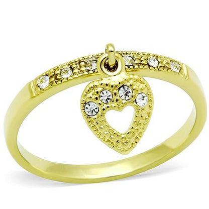 MATK1395 - IP Gold(Ion Plating) Stainless Steel Ring with Top Grade Crystal  in Clear
