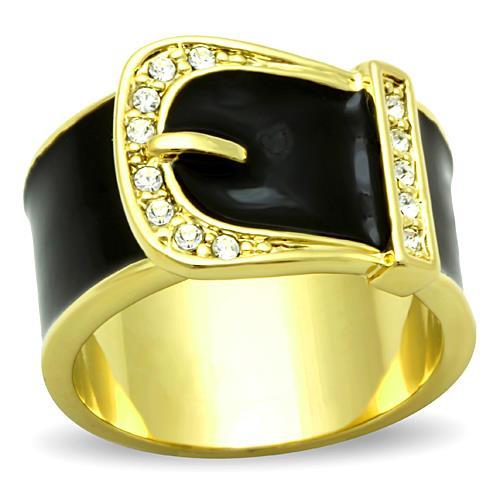 MATK1396 - IP Gold(Ion Plating) Stainless Steel Ring with Top Grade Crystal  in Clear