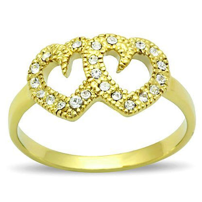 MATK1398 - IP Gold(Ion Plating) Stainless Steel Ring with Top Grade Crystal  in Clear