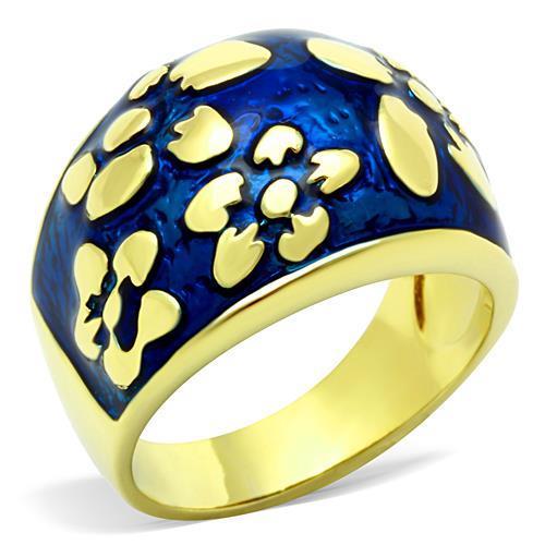 MATK1399 - IP Gold(Ion Plating) Stainless Steel Ring with Epoxy  in Capri Blue