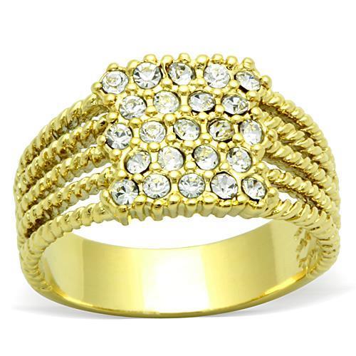 MATK1400 - IP Gold(Ion Plating) Stainless Steel Ring with Top Grade Crystal  in Clear