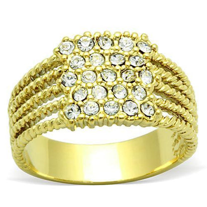 MATK1400 - IP Gold(Ion Plating) Stainless Steel Ring with Top Grade Crystal  in Clear