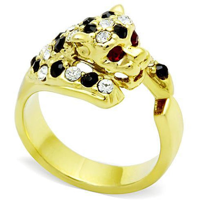MATK1401 - IP Gold(Ion Plating) Stainless Steel Ring with Top Grade Crystal  in Multi Color