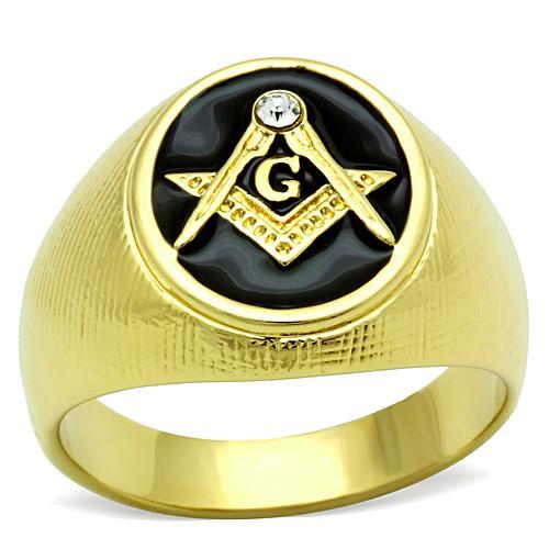 MATK1403 - IP Gold(Ion Plating) Stainless Steel Ring with Top Grade Crystal  in Clear