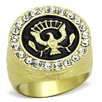 MATK1404 IP Gold(Ion Plating) Stainless Steel Ring with Top Grade Crystal in Clear