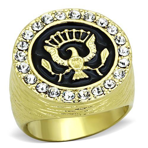 MATK1404 IP Gold(Ion Plating) Stainless Steel Ring with Top Grade Crystal in Clear