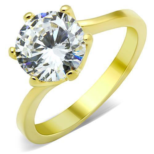MATK1406 - IP Gold(Ion Plating) Stainless Steel Ring with AAA Grade CZ  in Clear