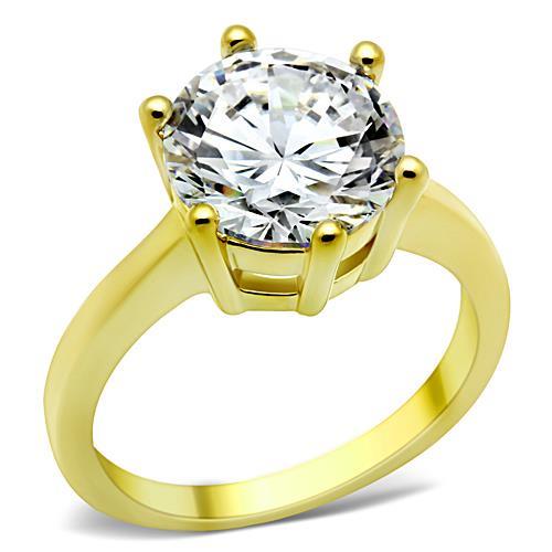 MATK1407 - IP Gold(Ion Plating) Stainless Steel Ring with AAA Grade CZ  in Clear