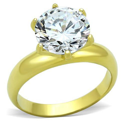 MATK1408 - IP Gold(Ion Plating) Stainless Steel Ring with AAA Grade CZ  in Clear