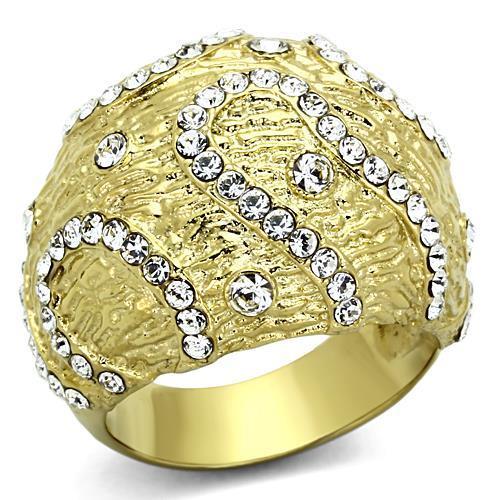 MATK1419 - IP Gold(Ion Plating) Stainless Steel Ring with Top Grade Crystal  in Clear