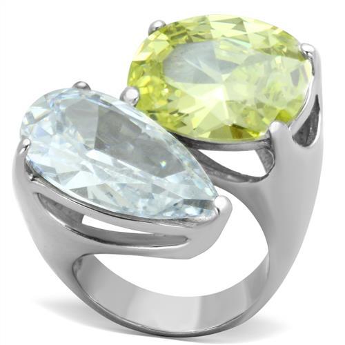MATK1424 - High polished (no plating) Stainless Steel Ring with AAA Grade CZ  in Apple Green color