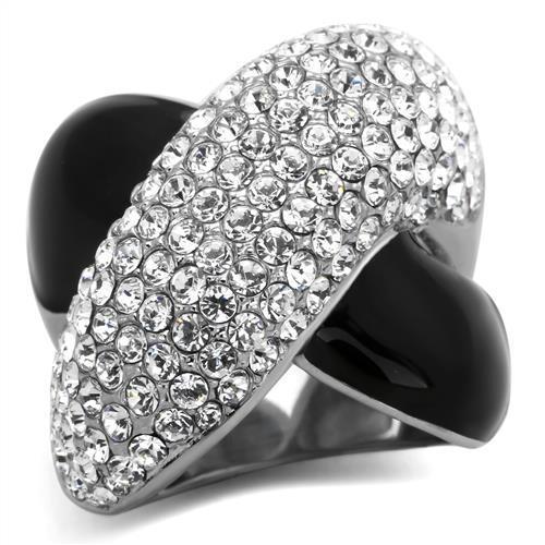 MATK1427 - High polished (no plating) Stainless Steel Ring with Top Grade Crystal  in Clear