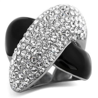 MATK1427 - High polished (no plating) Stainless Steel Ring with Top Grade Crystal  in Clear
