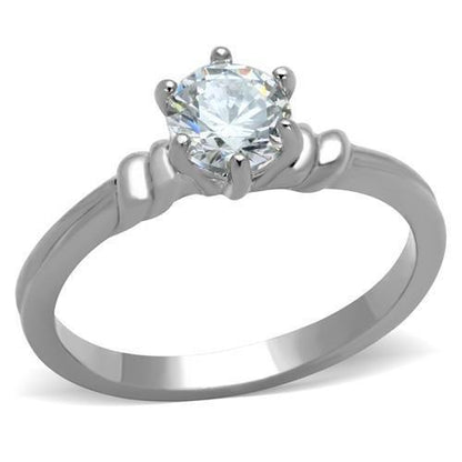 MATK1431 - High polished (no plating) Stainless Steel Ring with AAA Grade CZ  in Clear