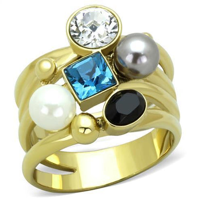 MATK1440 - IP Gold(Ion Plating) Stainless Steel Ring with Synthetic Pearl in Multi Color