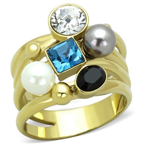 MATK1440 - IP Gold(Ion Plating) Stainless Steel Ring with Synthetic Pearl in Multi Color