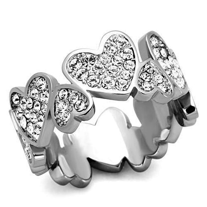 MATK1443 - High polished (no plating) Stainless Steel Ring with Top Grade Crystal  in Clear
