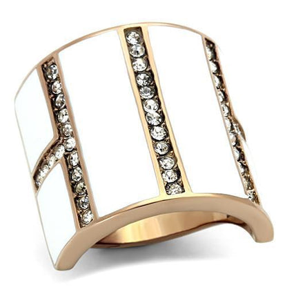 MATK1444 - IP Rose Gold(Ion Plating) Stainless Steel Ring with Top Grade Crystal  in Clear