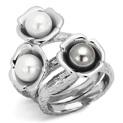 MATK1449 - High polished (no plating) Stainless Steel Ring with Synthetic Pearl in Multi Color