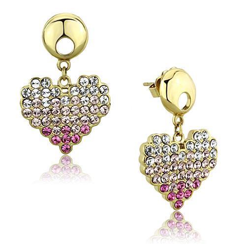 MATK1456 - IP Gold(Ion Plating) Stainless Steel Earrings with Top Grade Crystal  in Multi Color