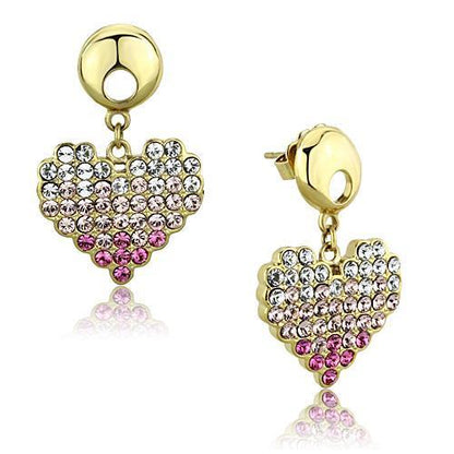 MATK1456 - IP Gold(Ion Plating) Stainless Steel Earrings with Top Grade Crystal  in Multi Color