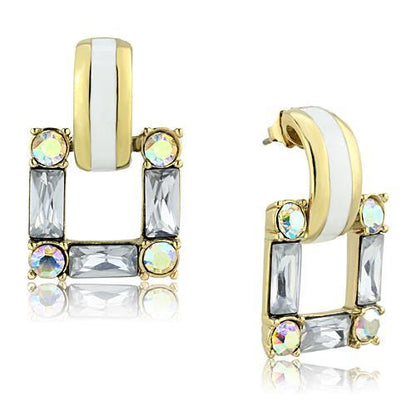 MATK1465 - IP Gold(Ion Plating) Stainless Steel Earrings with Top Grade Crystal  in Clear