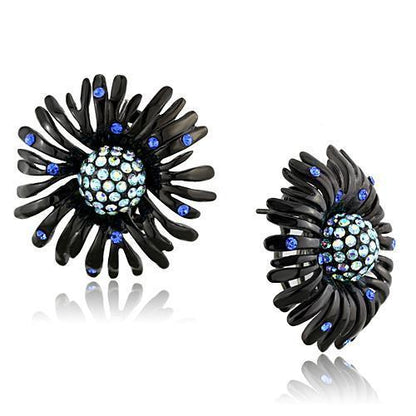MATK1476 - IP Black(Ion Plating) Stainless Steel Earrings with Top Grade Crystal  in Multi Color