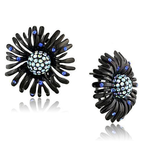 MATK1476 - IP Black(Ion Plating) Stainless Steel Earrings with Top Grade Crystal  in Multi Color