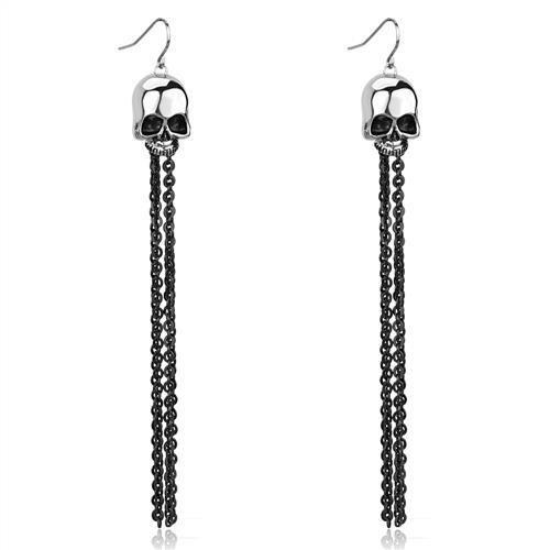MATK1480 - Two-Tone IP Black Stainless Steel Earrings with Epoxy  in Jet