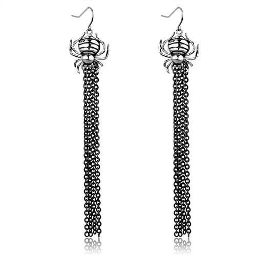 MATK1481 - Two-Tone IP Black Stainless Steel Earrings with Epoxy  in Jet