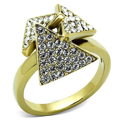 MATK1485 - IP Gold(Ion Plating) Stainless Steel Ring with Top Grade Crystal  in Clear
