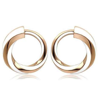 MATK1488 - IP Rose Gold(Ion Plating) Stainless Steel Earrings with Epoxy  in White