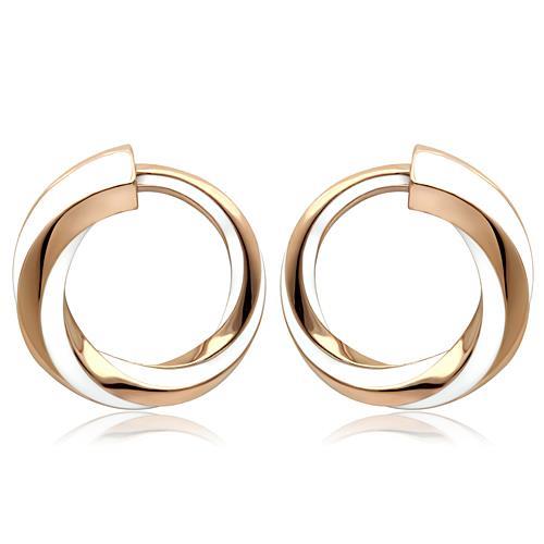 MATK1488 - IP Rose Gold(Ion Plating) Stainless Steel Earrings with Epoxy  in White