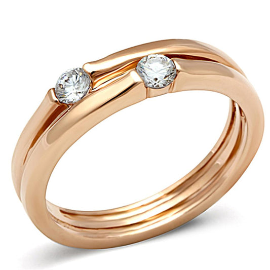 MATK1491 - IP Rose Gold(Ion Plating) Stainless Steel Ring with AAA Grade CZ  in Clear