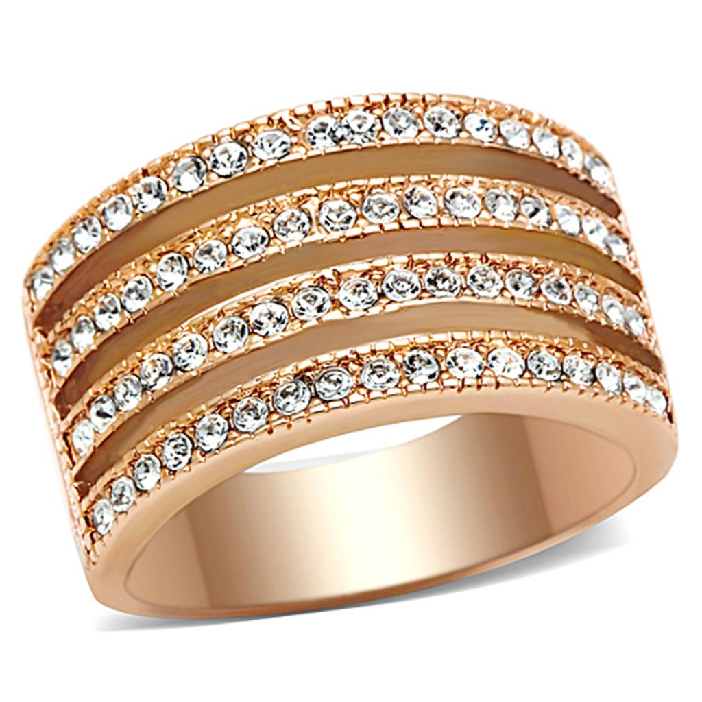 MATK1492 - IP Rose Gold(Ion Plating) Stainless Steel Ring with AAA Grade CZ  in Clear
