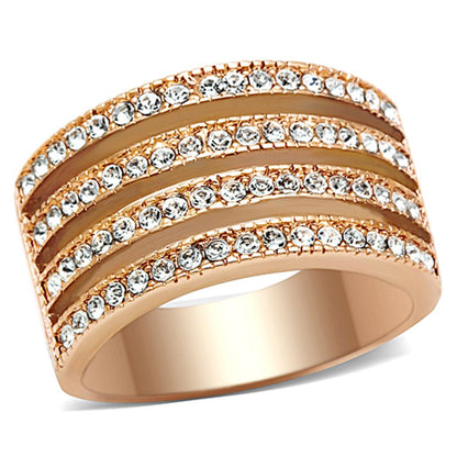 MATK1492 - IP Rose Gold(Ion Plating) Stainless Steel Ring with AAA Grade CZ  in Clear