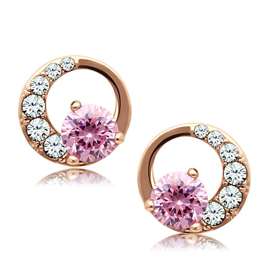 MATK1498 - IP Rose Gold(Ion Plating) Stainless Steel Earrings with AAA Grade CZ  in Rose