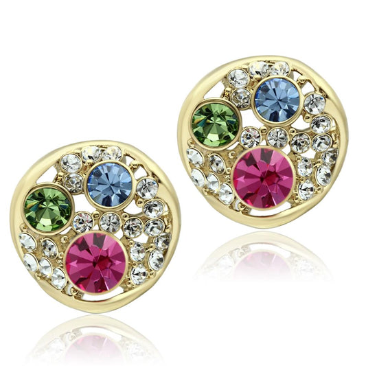 MATK1501 - IP Gold(Ion Plating) Stainless Steel Earrings with Top Grade Crystal  in Multi Color