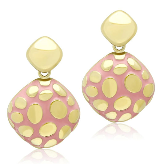 MATK1502 - IP Gold(Ion Plating) Stainless Steel Earrings with Epoxy  in Light Rose
