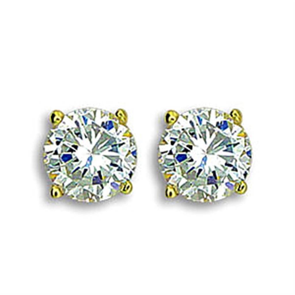 MATK1504 - IP Gold(Ion Plating) Stainless Steel Earrings with AAA Grade CZ  in Clear