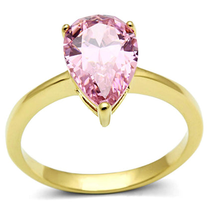 MATK1508 - IP Gold(Ion Plating) Stainless Steel Ring with AAA Grade CZ  in Rose