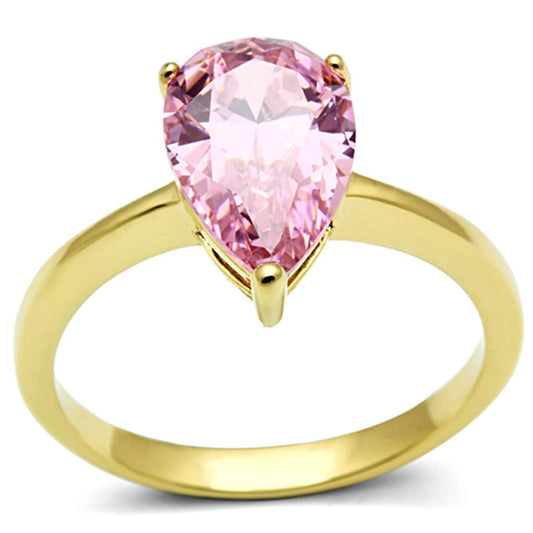 MATK1508 - IP Gold(Ion Plating) Stainless Steel Ring with AAA Grade CZ  in Rose